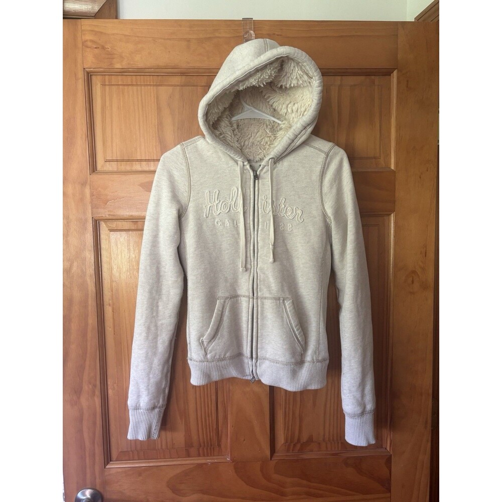 Hollister Vintage Faux Fur Lined Heavyweight Y2K Hoodie Zip Up Size Small